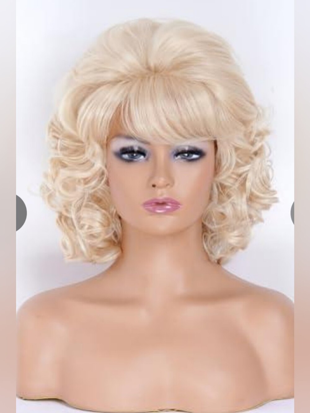 Dolly Parton 1980s Retro Blonde Short Curly Wig with Bangs - Women Hair